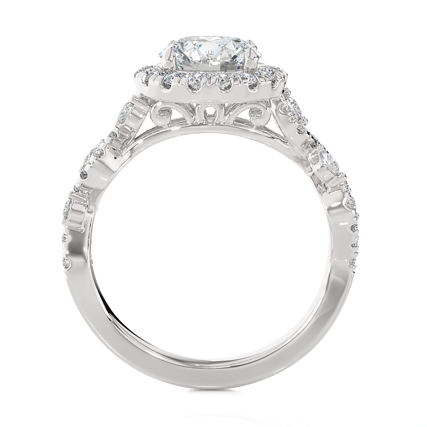 1 1/5 ctw Round Lab Grown Diamond Halo Engagement Ring
