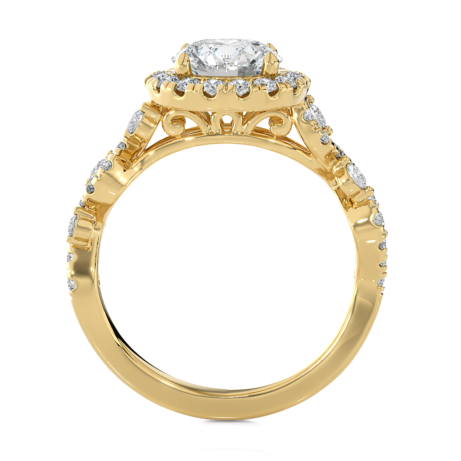 1 1/5 ctw Round Lab Grown Diamond Halo Engagement Ring