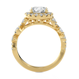 1 1/5 ctw Round Lab Grown Diamond Halo Engagement Ring