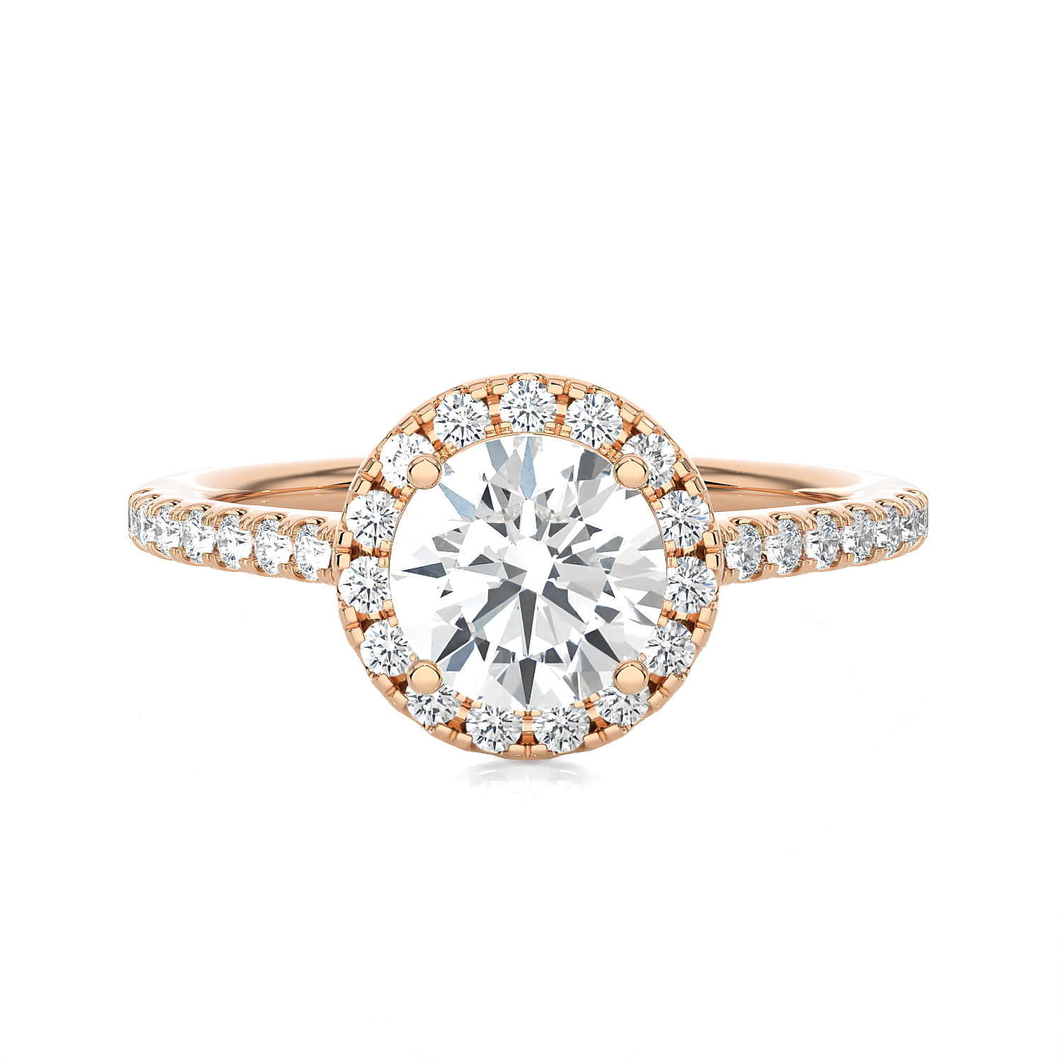 1 1/3 ctw Round Lab Grown Diamond Halo Engagement Ring