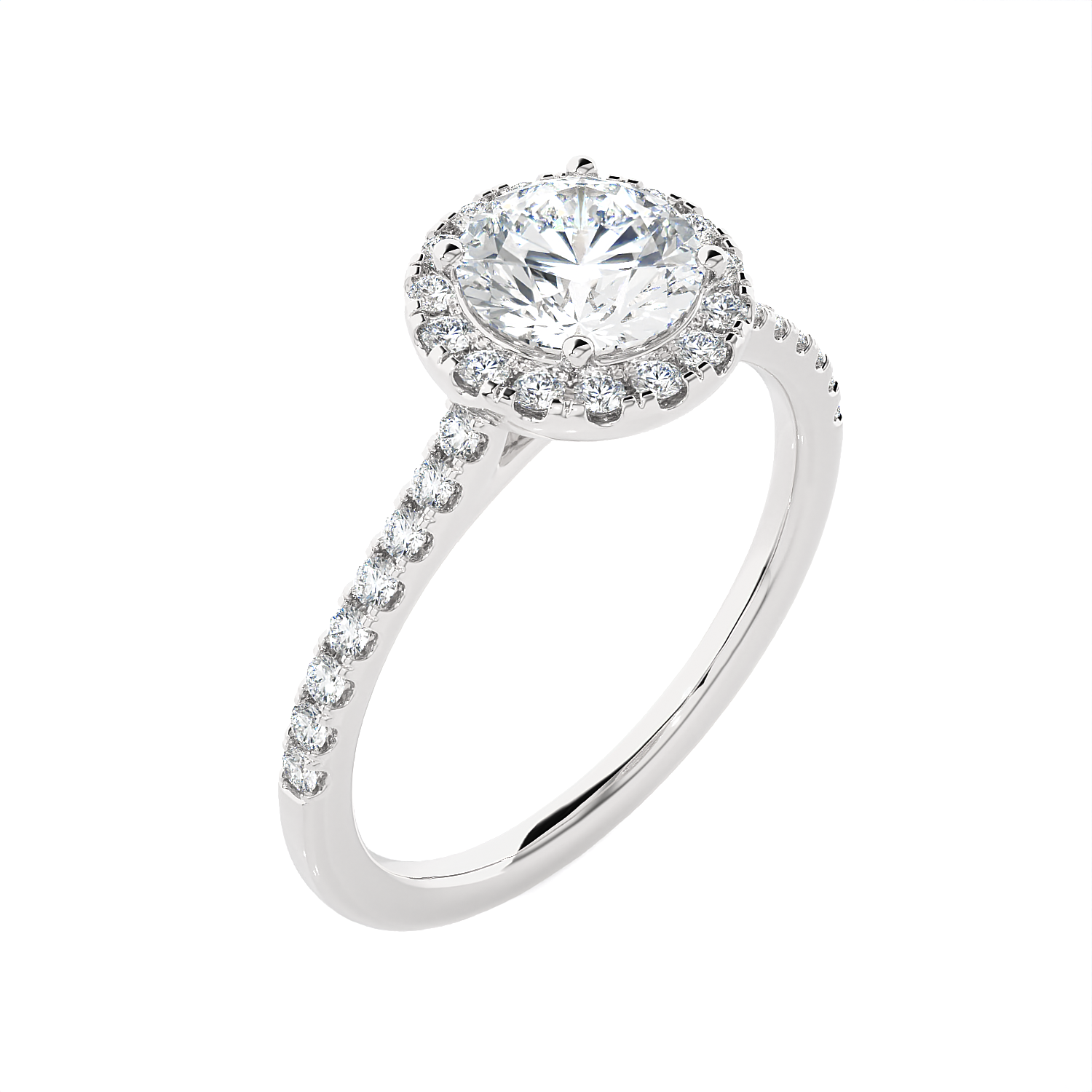 1 1/3 ctw Round Lab Grown Diamond Halo Engagement Ring