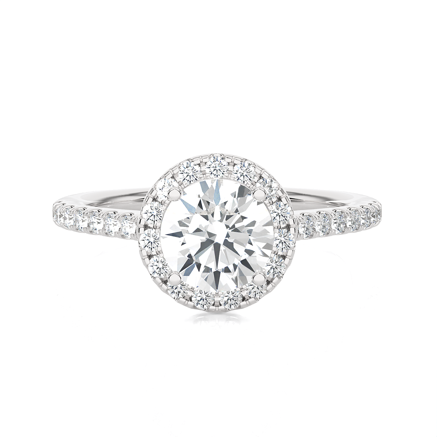 1 1/3 ctw Round Lab Grown Diamond Halo Engagement Ring