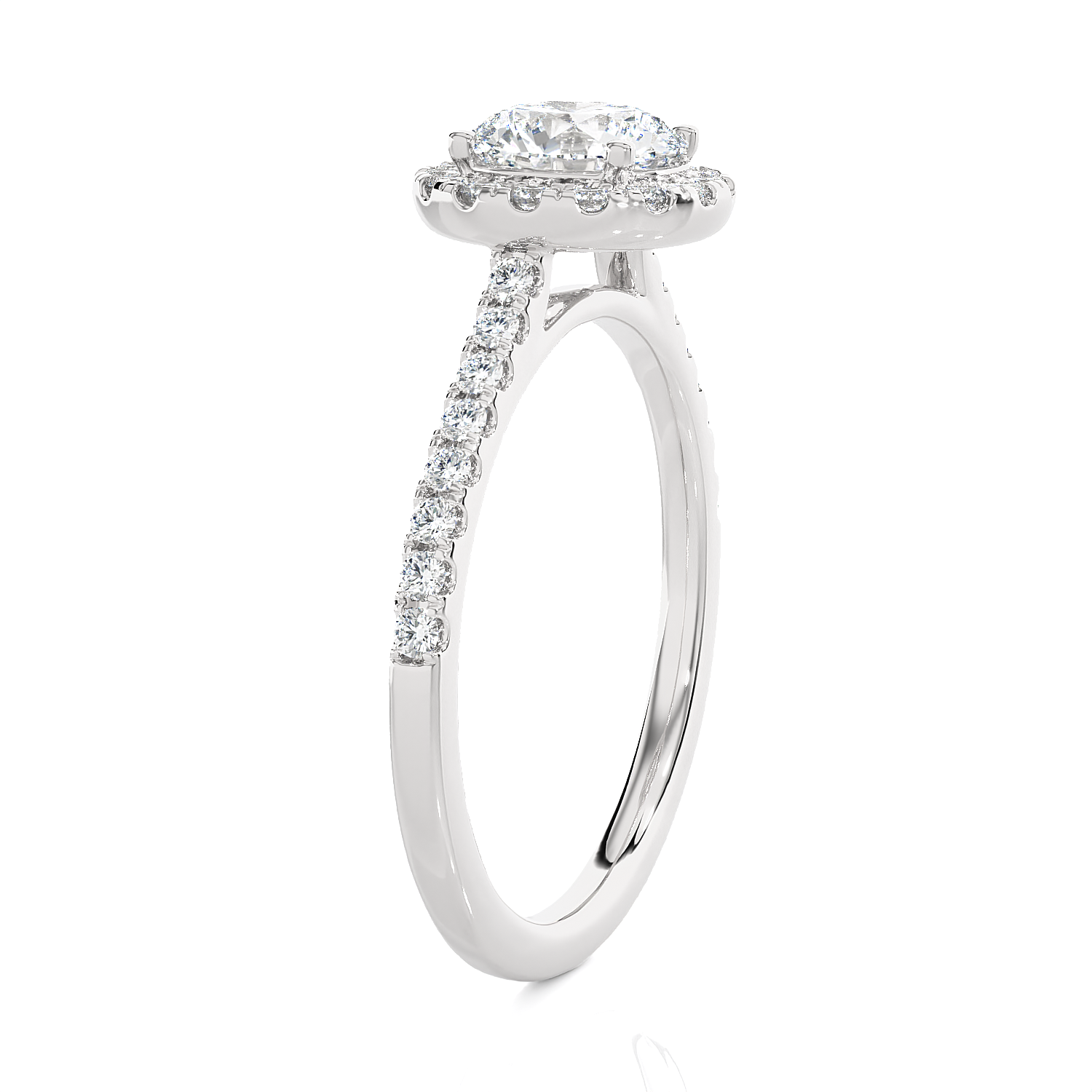 1 1/3 ctw Round Lab Grown Diamond Halo Engagement Ring