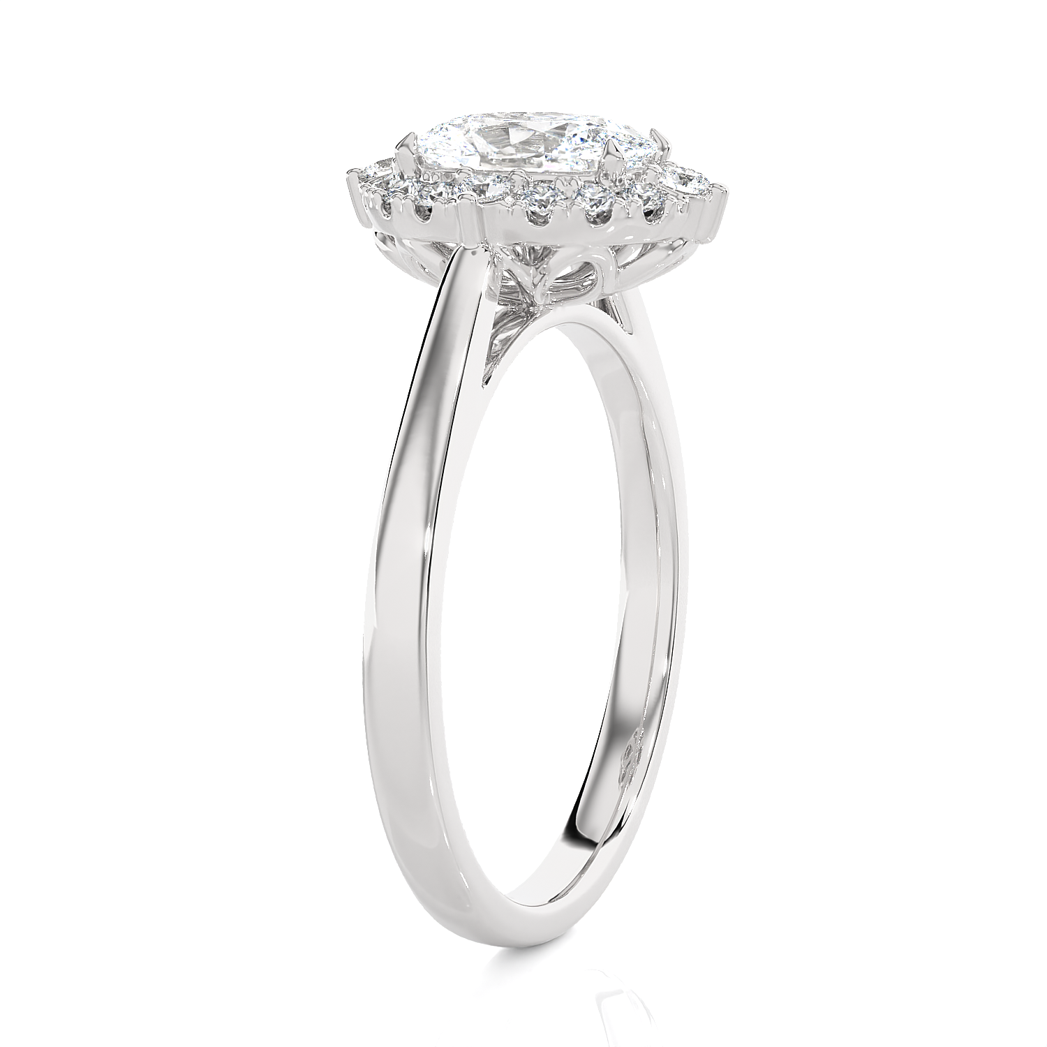 1 1/5 ctw Oval Lab Grown Diamond Halo Engagement Ring