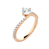 Round Lab Grown Diamond Side Stone Engagement Ring