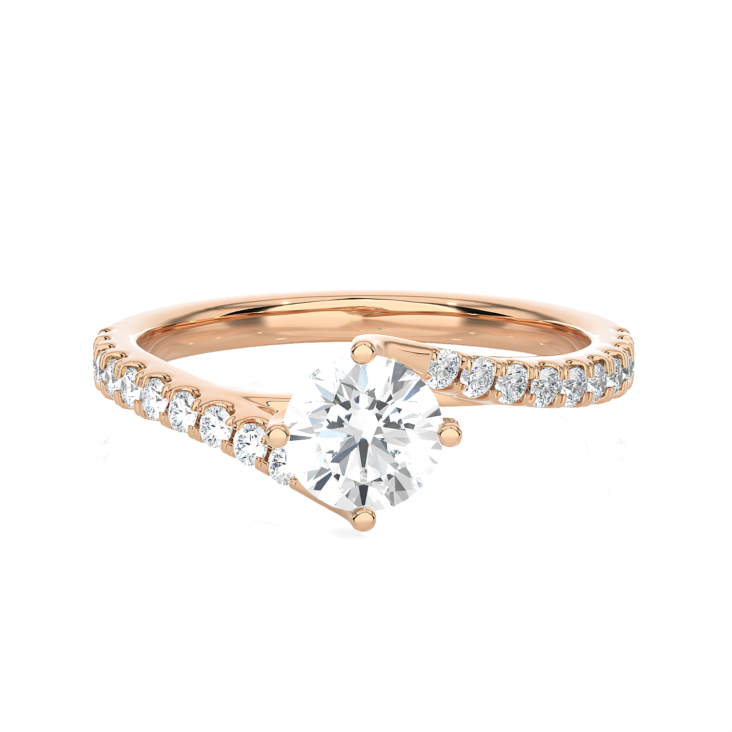 Round Lab Grown Diamond Side Stone Engagement Ring