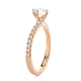 Round Lab Grown Diamond Side Stone Engagement Ring
