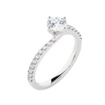Round Lab Grown Diamond Side Stone Engagement Ring