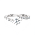 Round Lab Grown Diamond Side Stone Engagement Ring