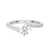 Round Lab Grown Diamond Side Stone Engagement Ring