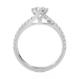 Round Lab Grown Diamond Side Stone Engagement Ring