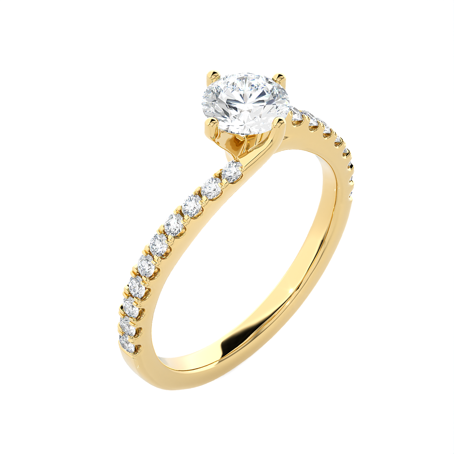 Round Lab Grown Diamond Side Stone Engagement Ring