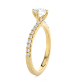 Round Lab Grown Diamond Side Stone Engagement Ring