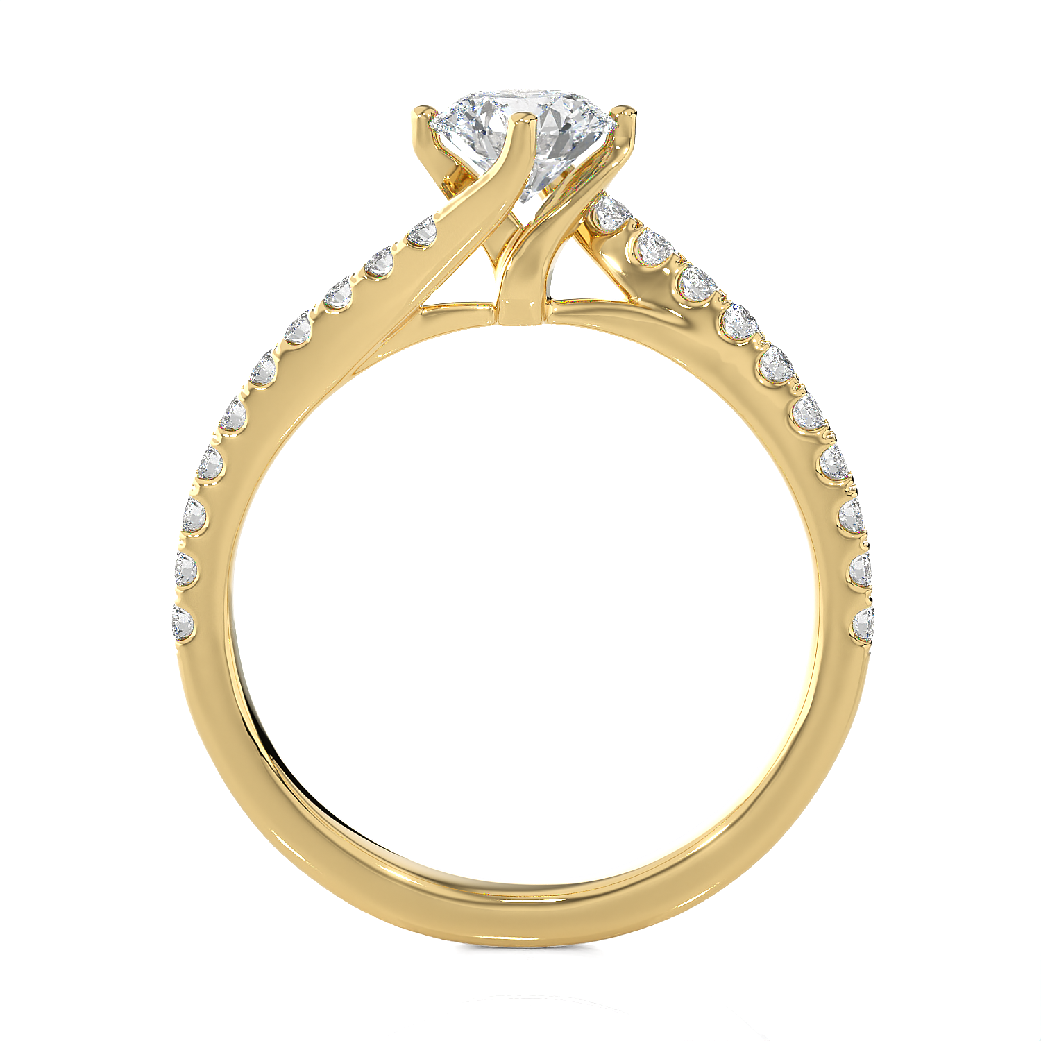 Round Lab Grown Diamond Side Stone Engagement Ring
