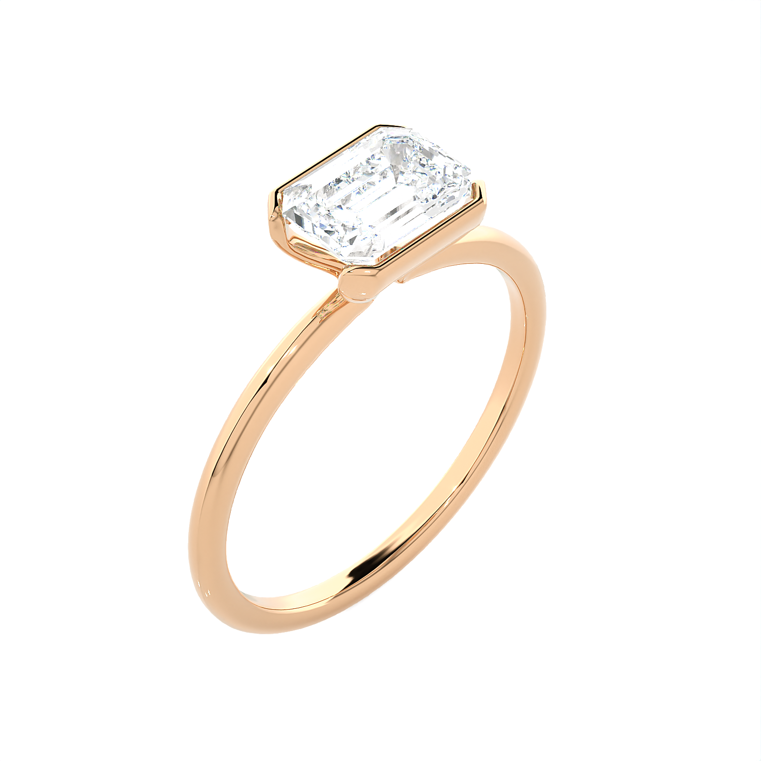 Emerald-Cut Lab Grown Diamond Solitaire Engagement Ring