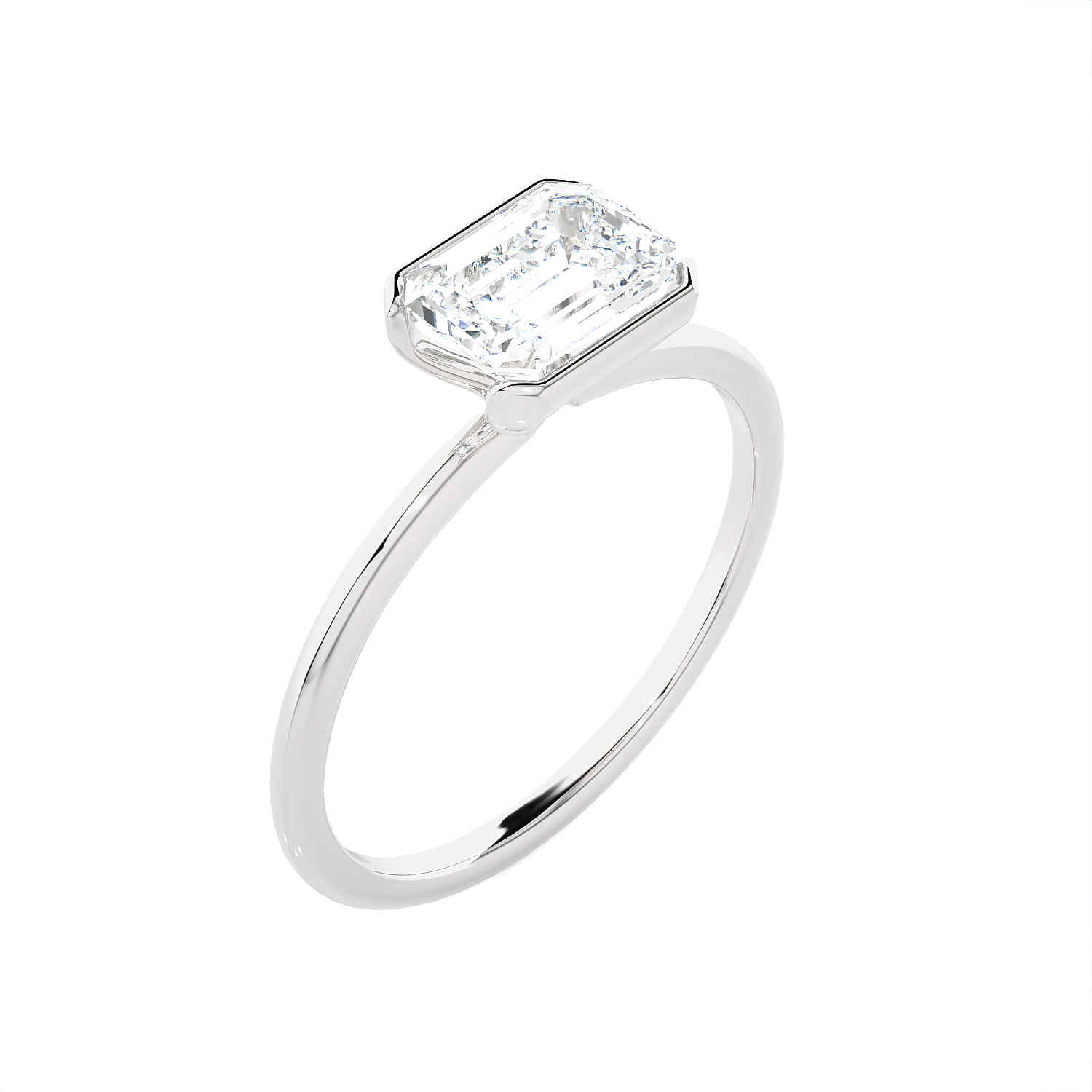 Emerald-Cut Lab Grown Diamond Solitaire Engagement Ring