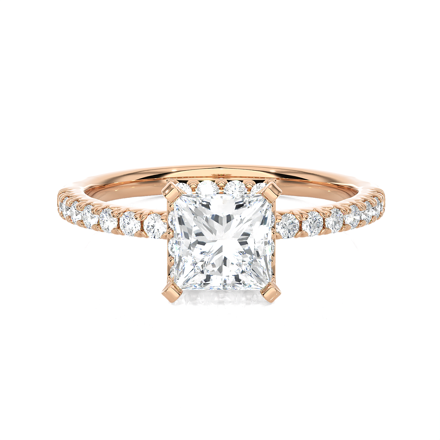1 1/2 ctw Princess-Cut Lab Grown Diamond Side Stone Engagement Ring