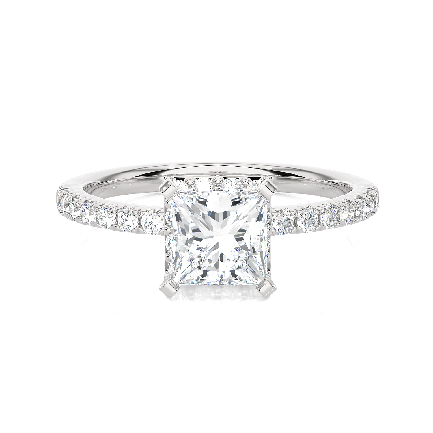 1 1/2 ctw Princess-Cut Lab Grown Diamond Side Stone Engagement Ring