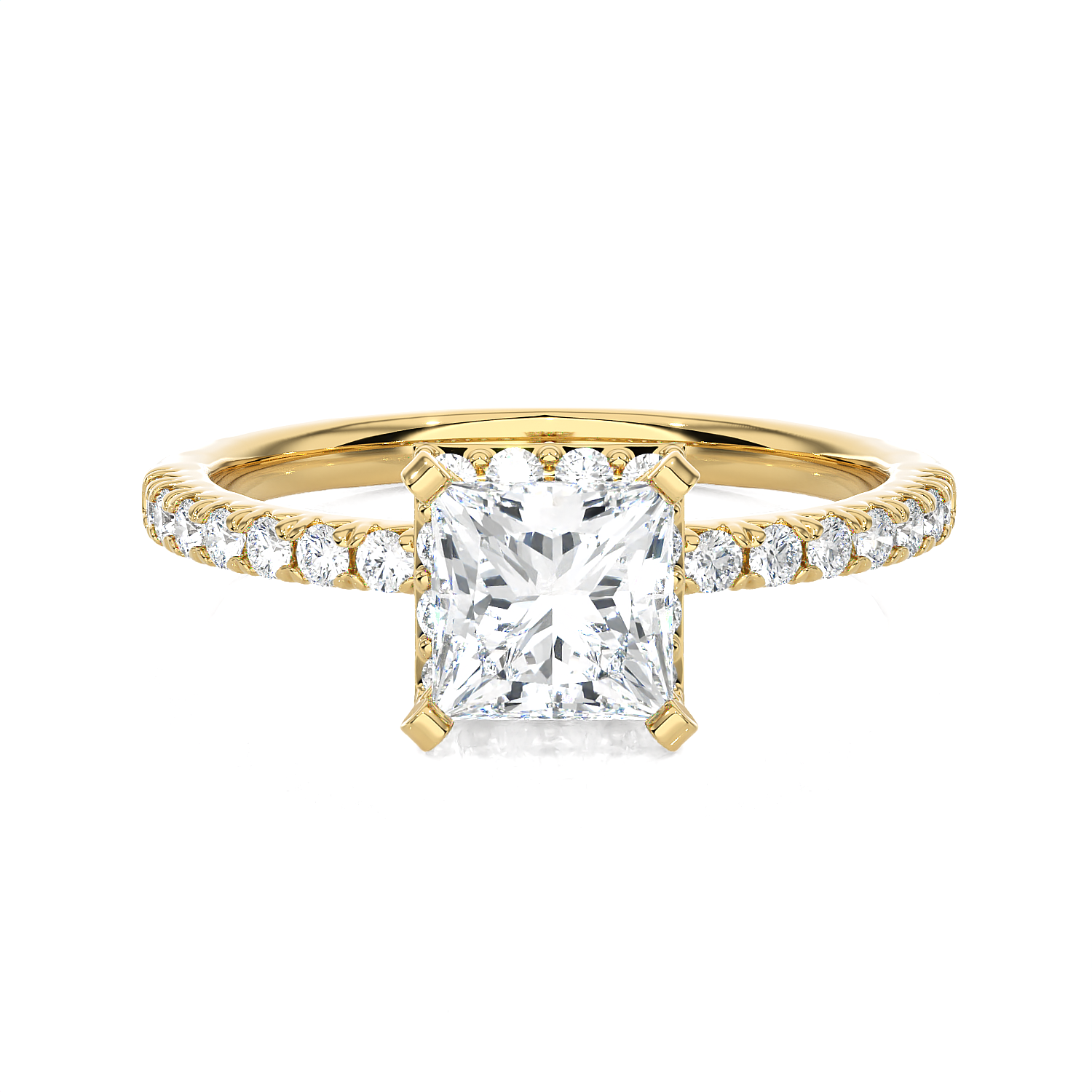 1 1/2 ctw Princess-Cut Lab Grown Diamond Side Stone Engagement Ring