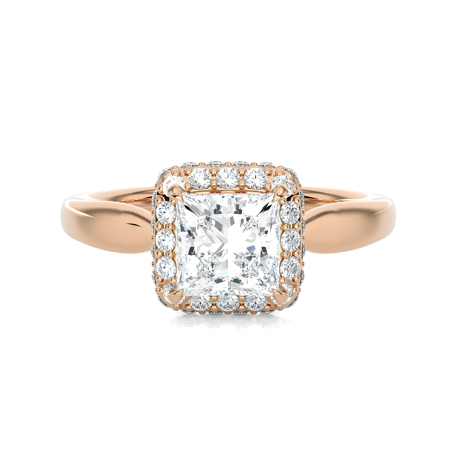 1 1/2 ctw Princess-Cut Lab Grown Diamond Halo Engagement Ring