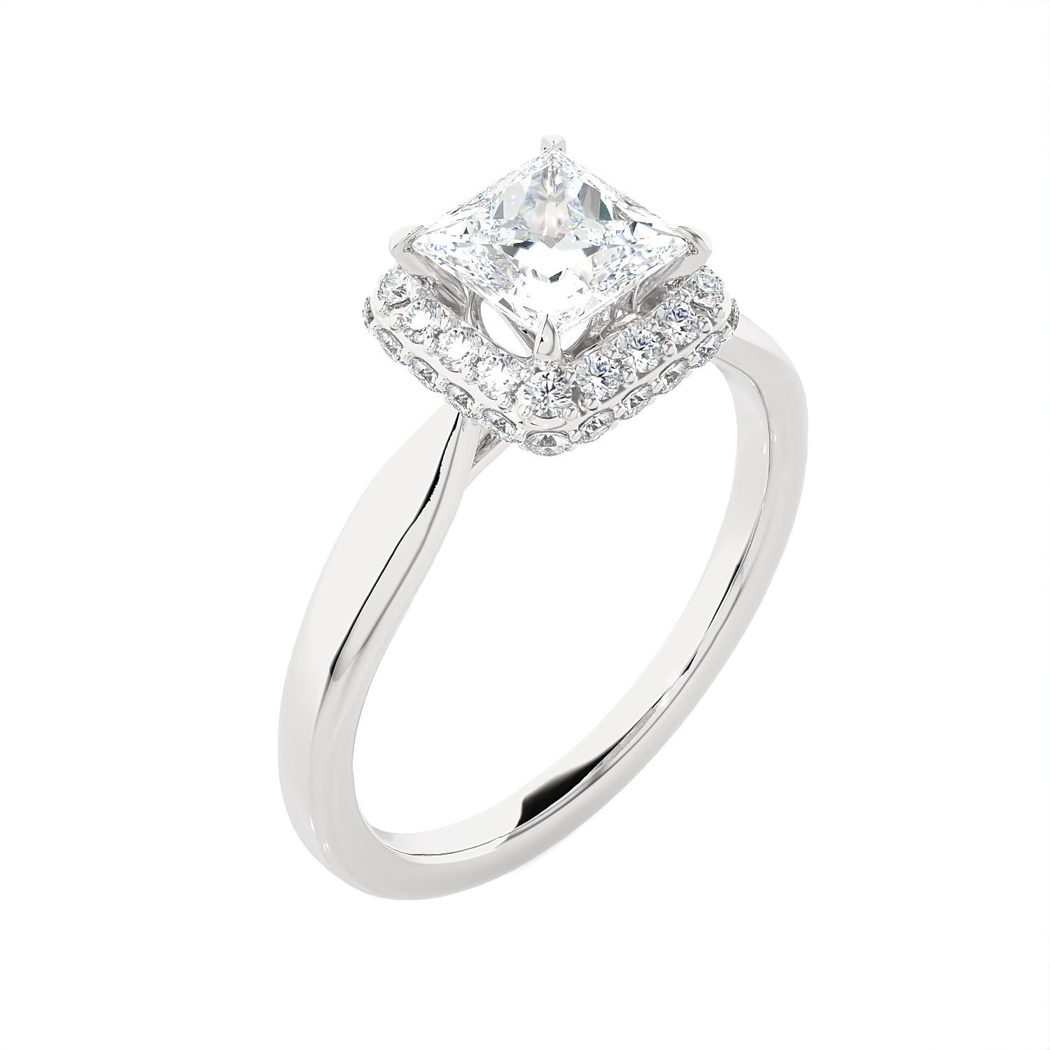 1 1/2 ctw Princess-Cut Lab Grown Diamond Halo Engagement Ring