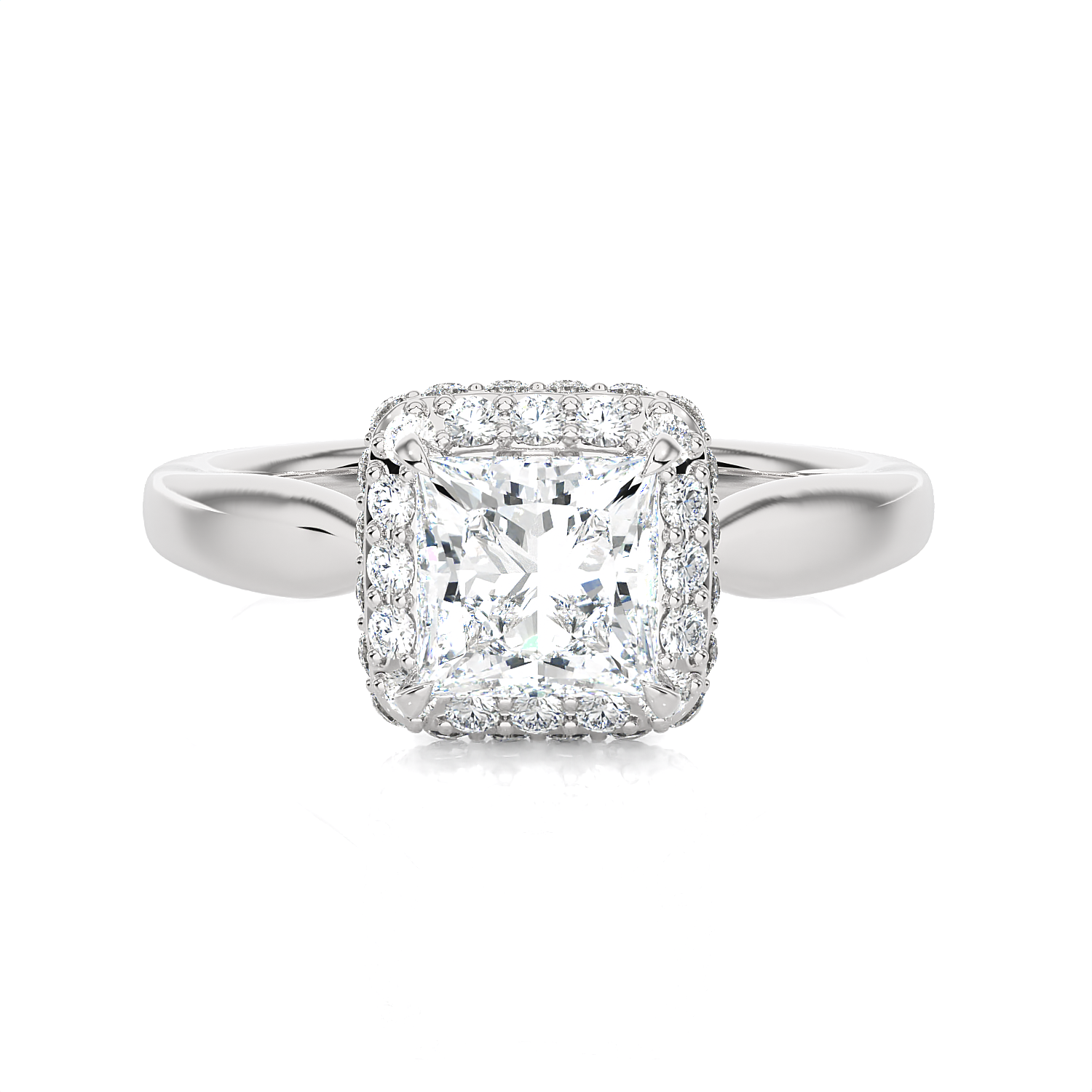 1 1/2 ctw Princess-Cut Lab Grown Diamond Halo Engagement Ring