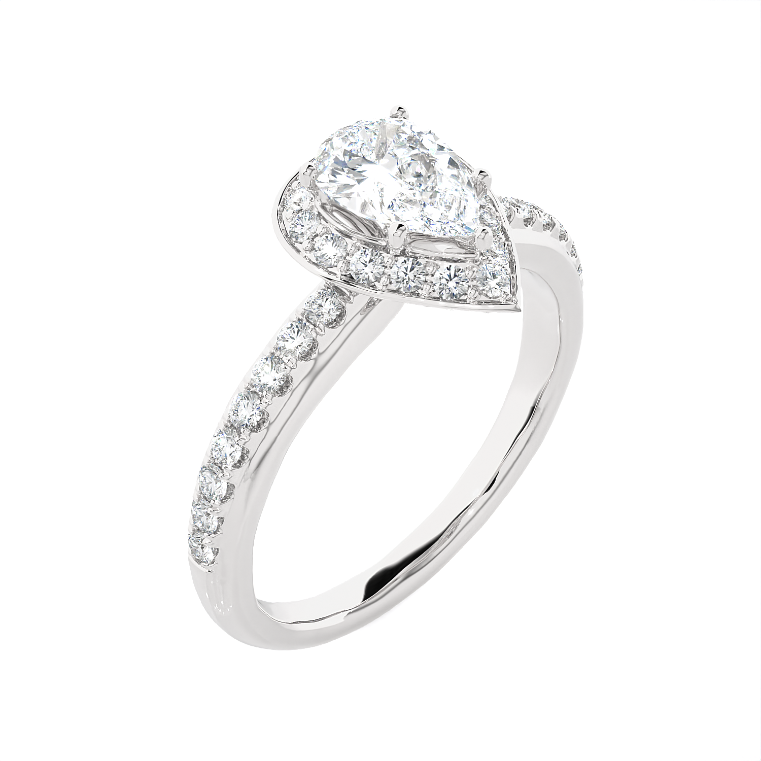 1 3/4 ctw Pear-Shaped Lab Grown Diamond Halo Engagement Ring