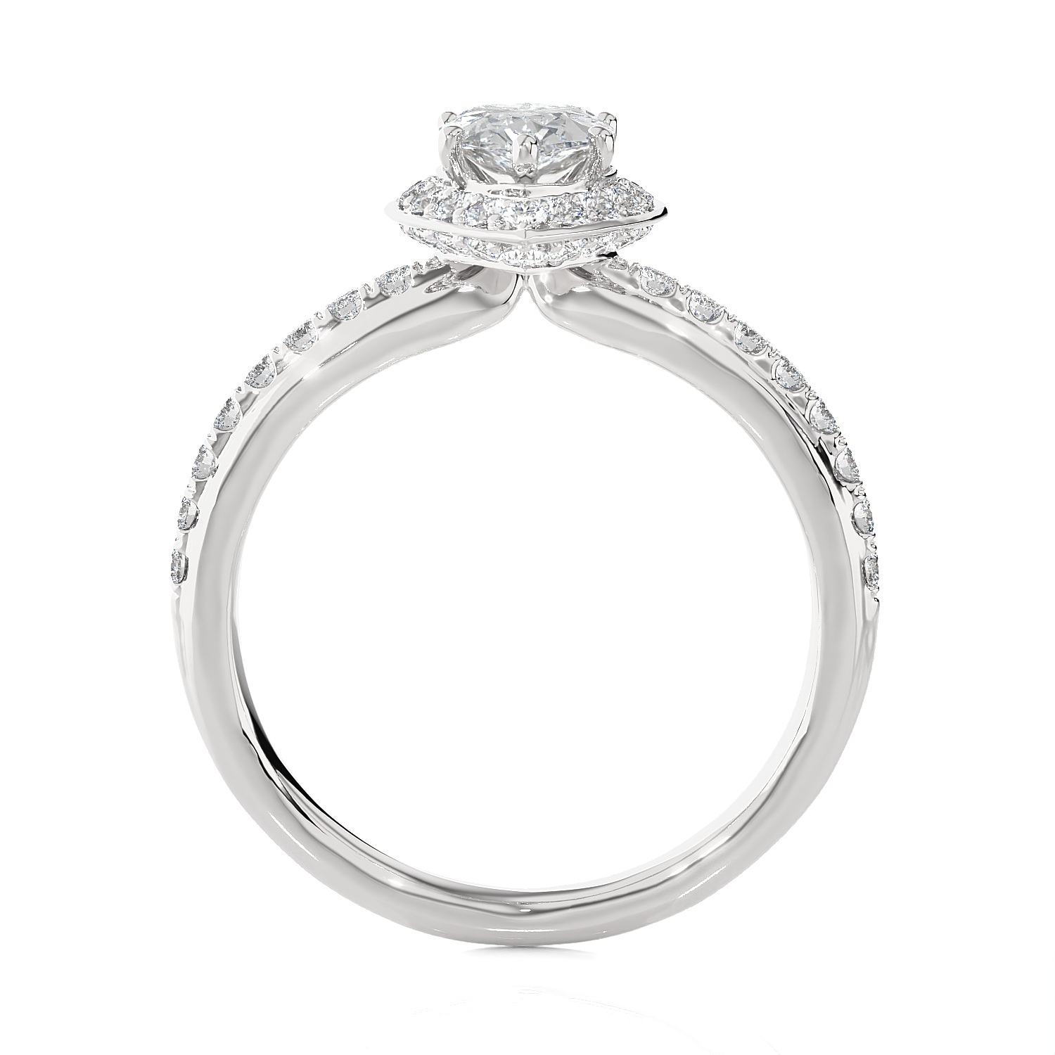 1 3/4 ctw Pear-Shaped Lab Grown Diamond Halo Engagement Ring