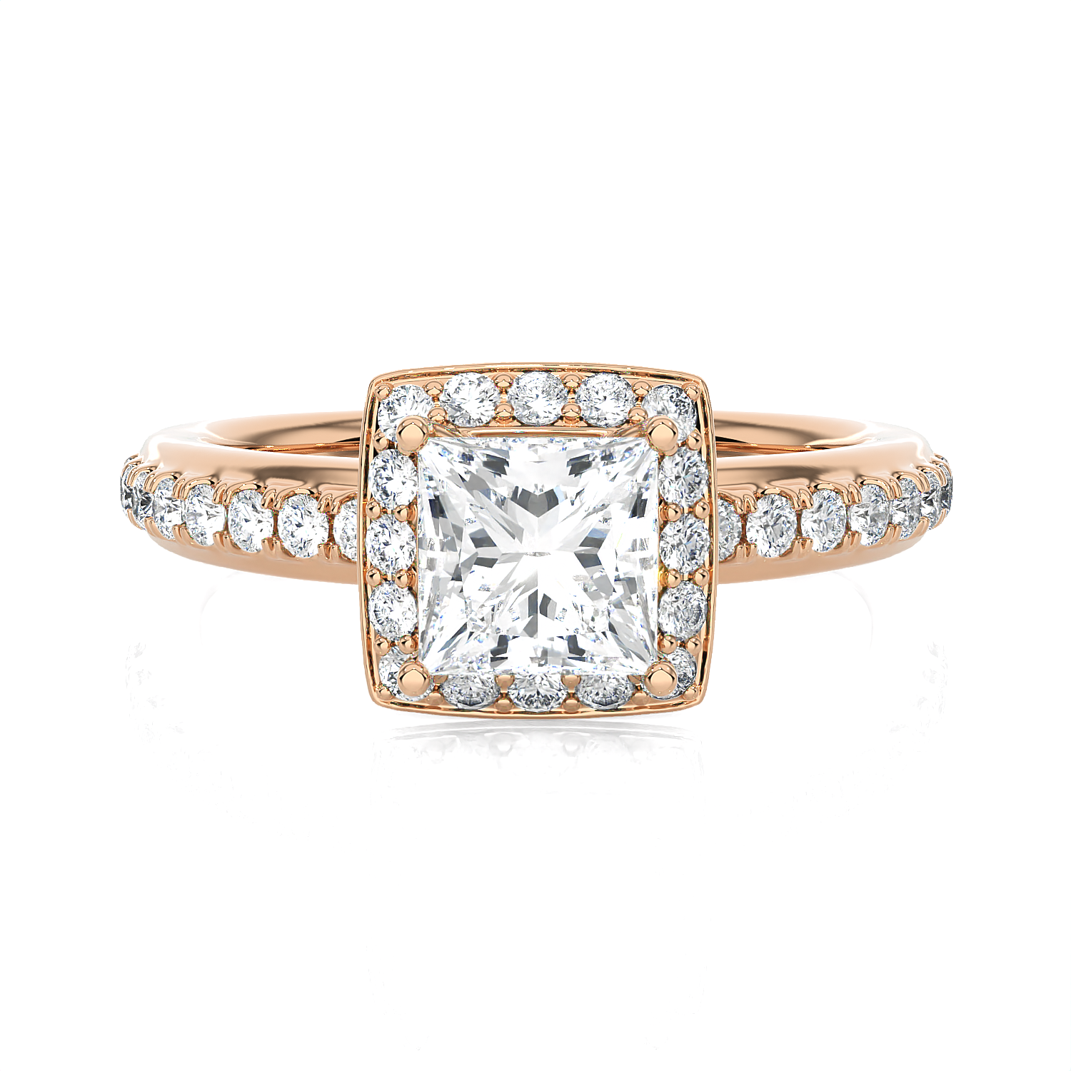 1 3/4 ctw Princess-Cut Lab Grown Diamond Halo Engagement Ring