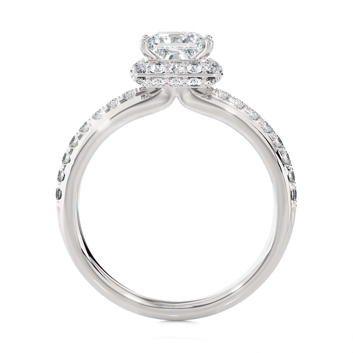 1 3/4 ctw Princess-Cut Lab Grown Diamond Halo Engagement Ring