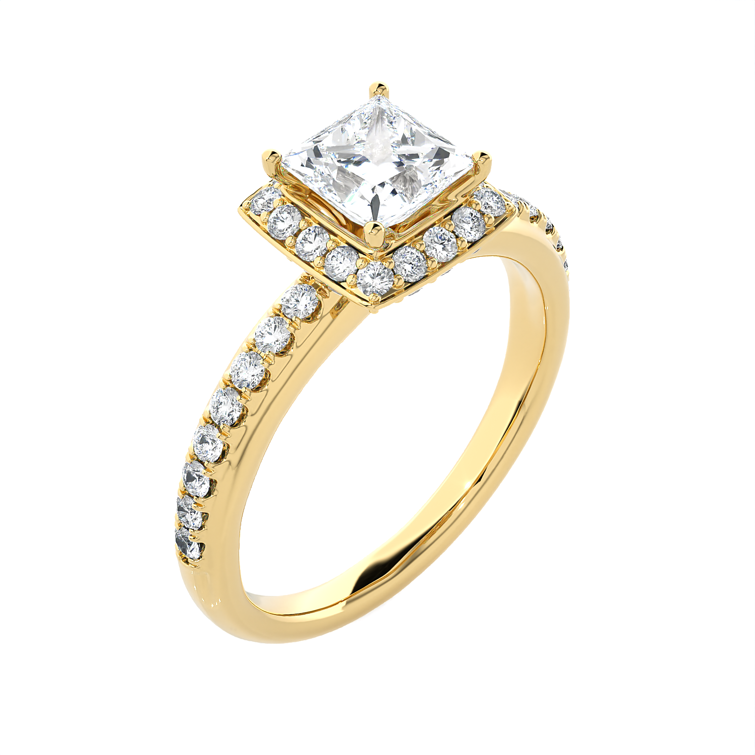 1 3/4 ctw Princess-Cut Lab Grown Diamond Halo Engagement Ring
