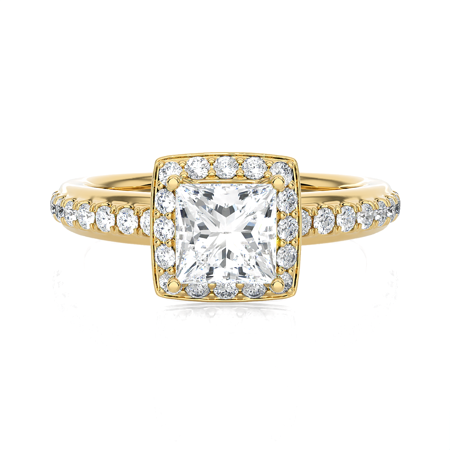 1 3/4 ctw Princess-Cut Lab Grown Diamond Halo Engagement Ring