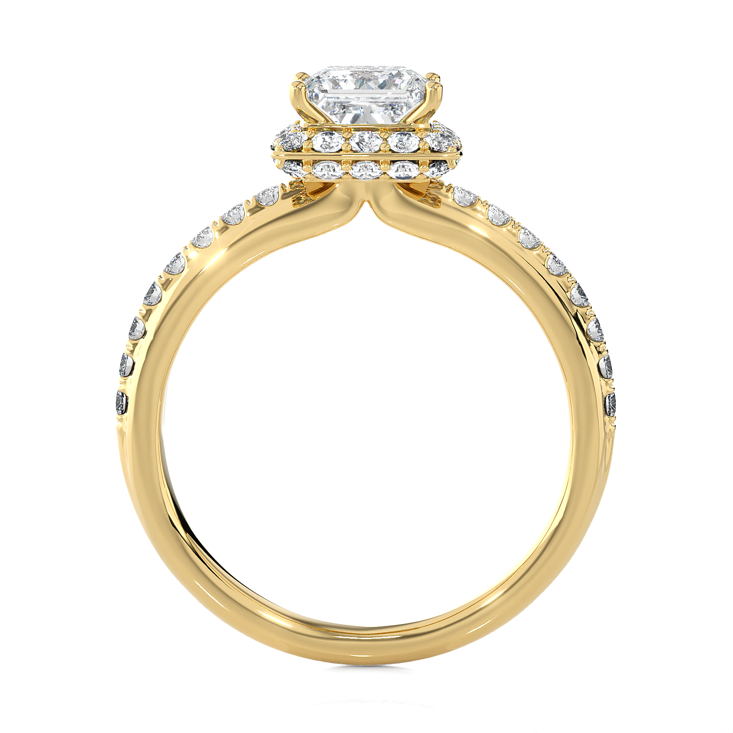 1 3/4 ctw Princess-Cut Lab Grown Diamond Halo Engagement Ring