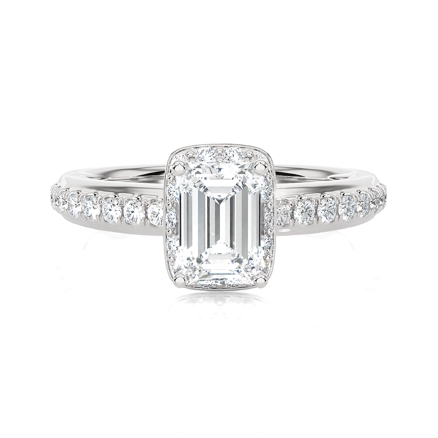 1 3/4 ctw Emerald-Cut Lab Grown Diamond Side Stone Engagement Ring