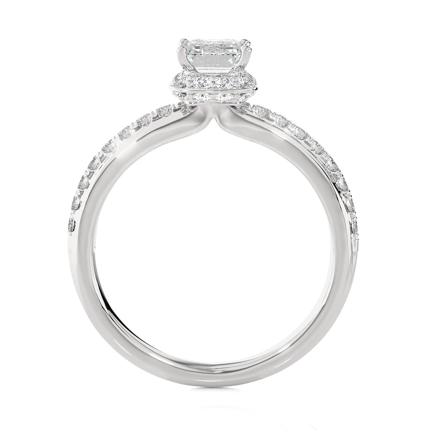 1 3/4 ctw Emerald-Cut Lab Grown Diamond Side Stone Engagement Ring