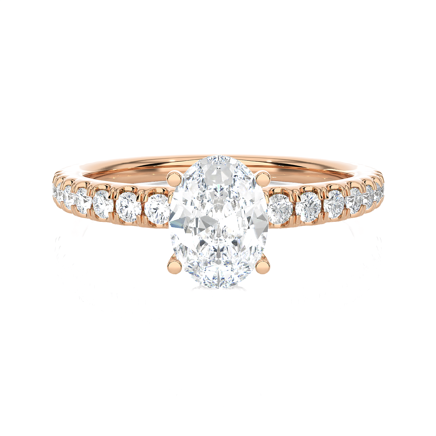 1 3/8 ctw Oval Lab Grown Diamond Side Stone Engagement Ring