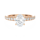 1 3/8 ctw Oval Lab Grown Diamond Side Stone Engagement Ring