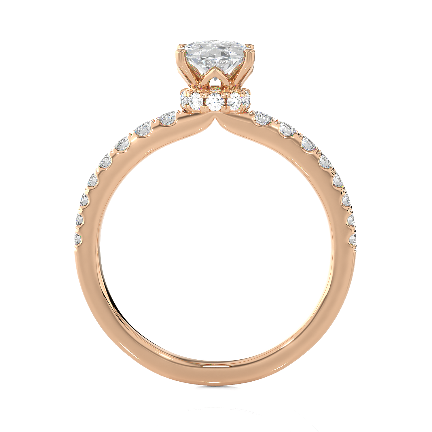 1 3/8 ctw Oval Lab Grown Diamond Side Stone Engagement Ring