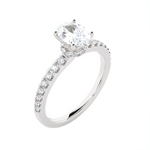 1 3/8 ctw Oval Lab Grown Diamond Side Stone Engagement Ring