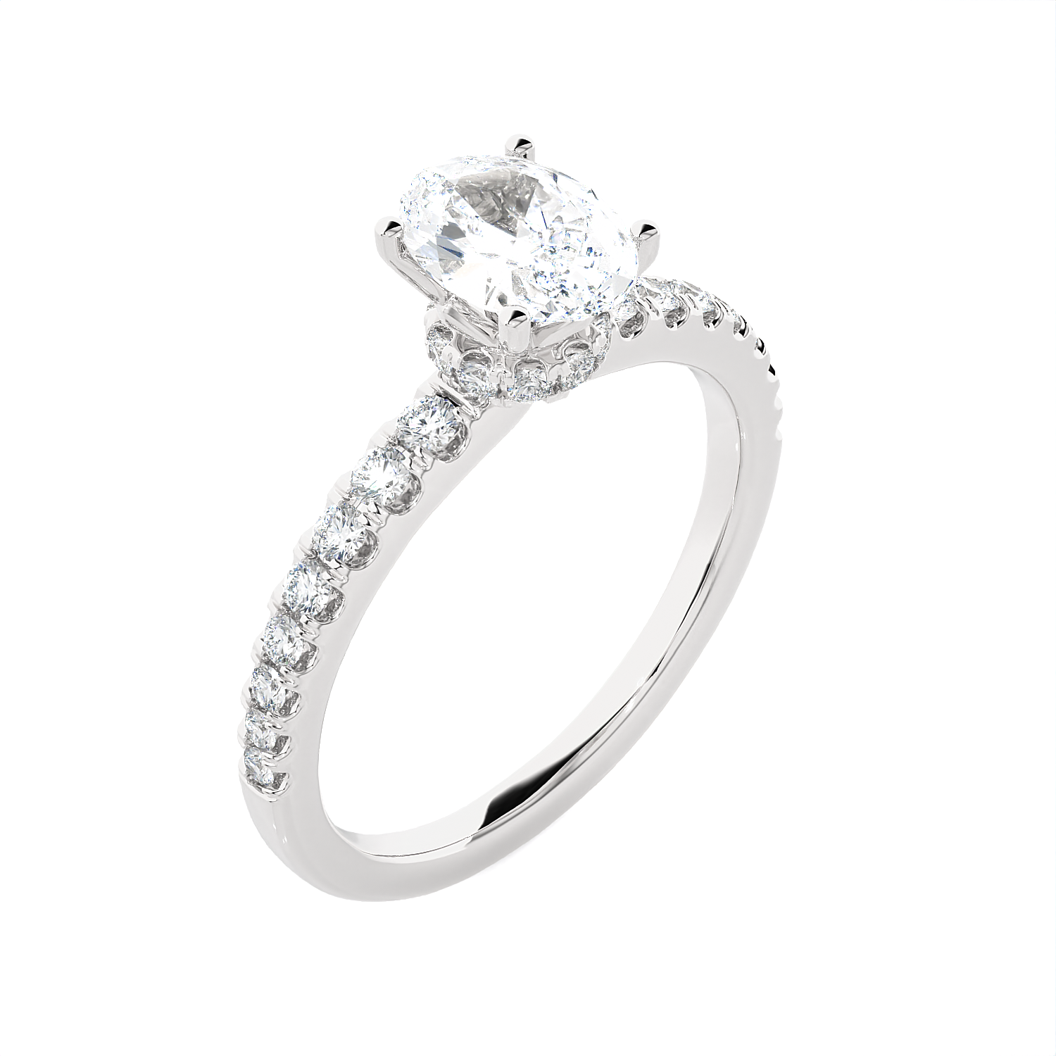1 3/8 ctw Oval Lab Grown Diamond Side Stone Engagement Ring