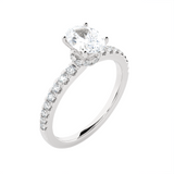 1 3/8 ctw Oval Lab Grown Diamond Side Stone Engagement Ring