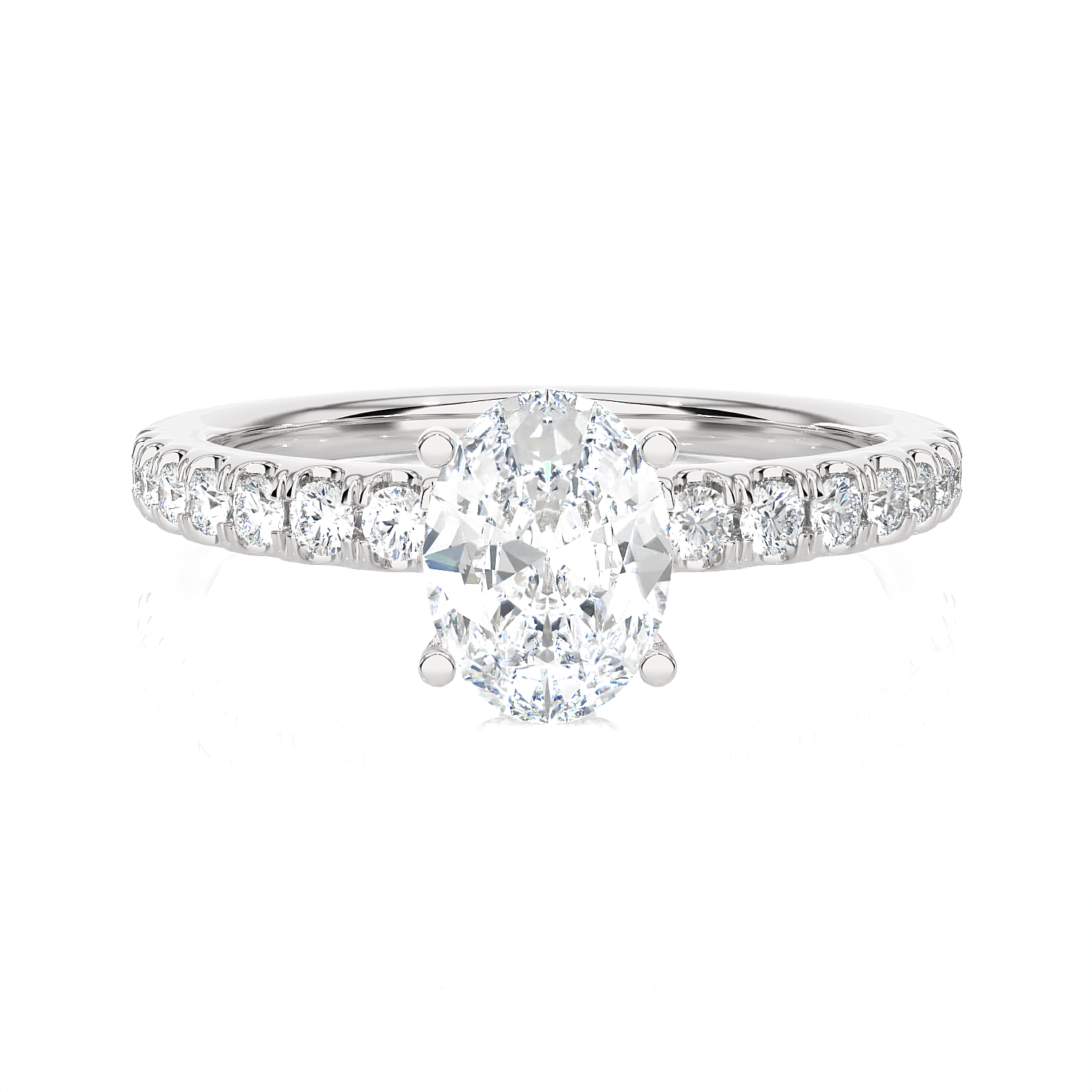1 3/8 ctw Oval Lab Grown Diamond Side Stone Engagement Ring