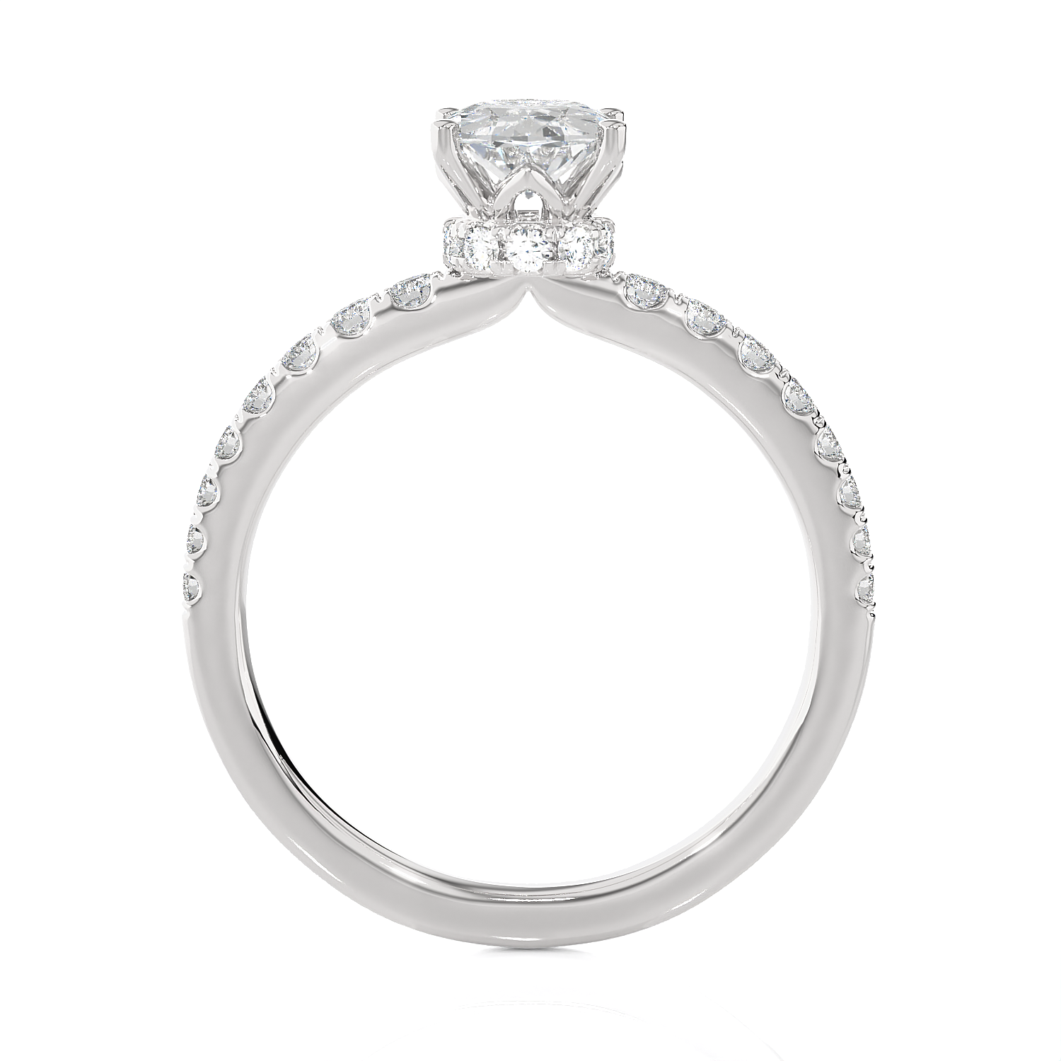 1 3/8 ctw Oval Lab Grown Diamond Side Stone Engagement Ring