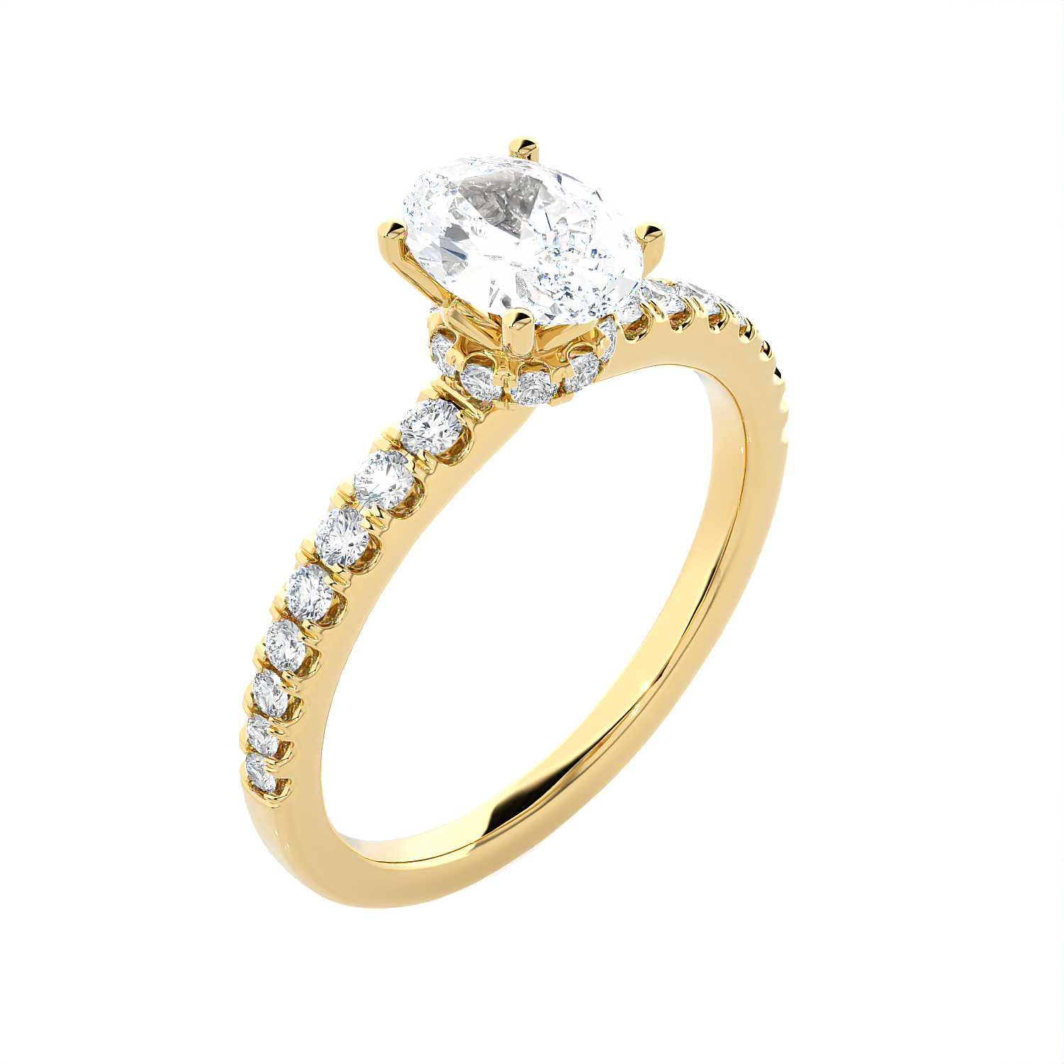1 3/8 ctw Oval Lab Grown Diamond Side Stone Engagement Ring