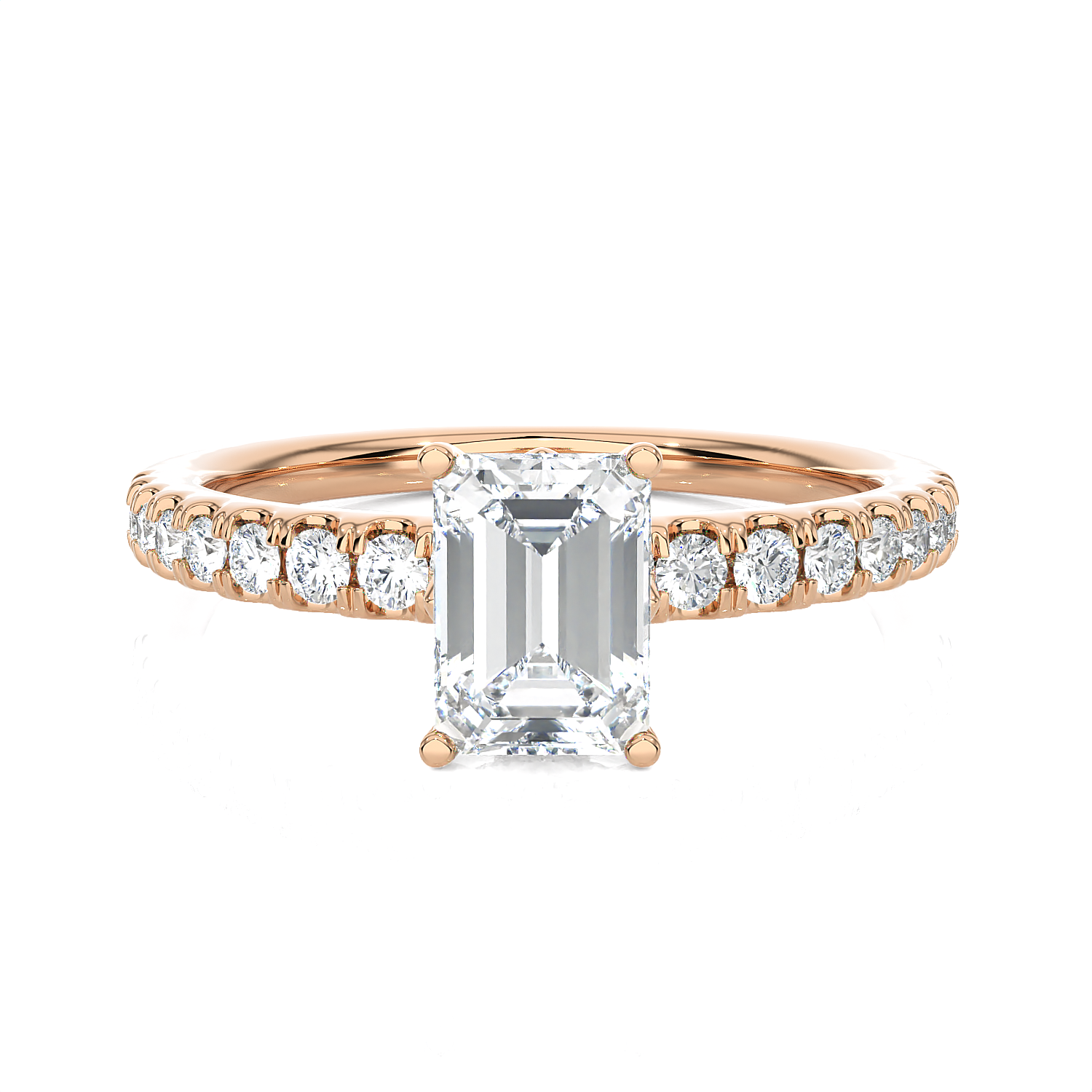 1 3/8 ctw Emerald-Cut Lab Grown Diamond Side Stone Engagement Ring