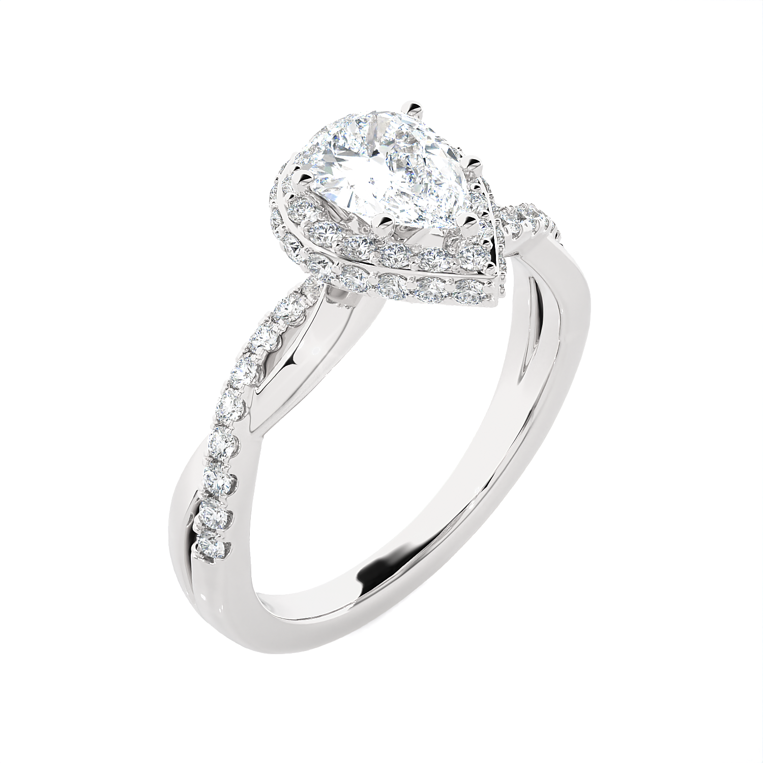 1 1/2 ctw Pear-Shaped Lab Grown Diamond Halo Engagement Ring