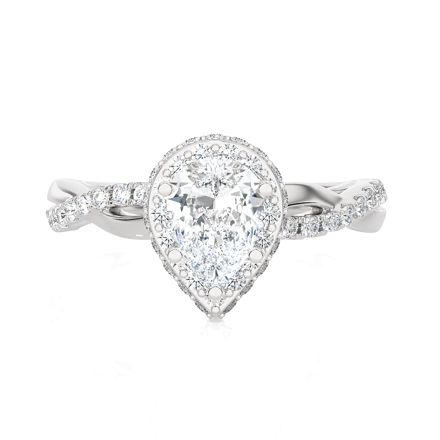 1 1/2 ctw Pear-Shaped Lab Grown Diamond Halo Engagement Ring
