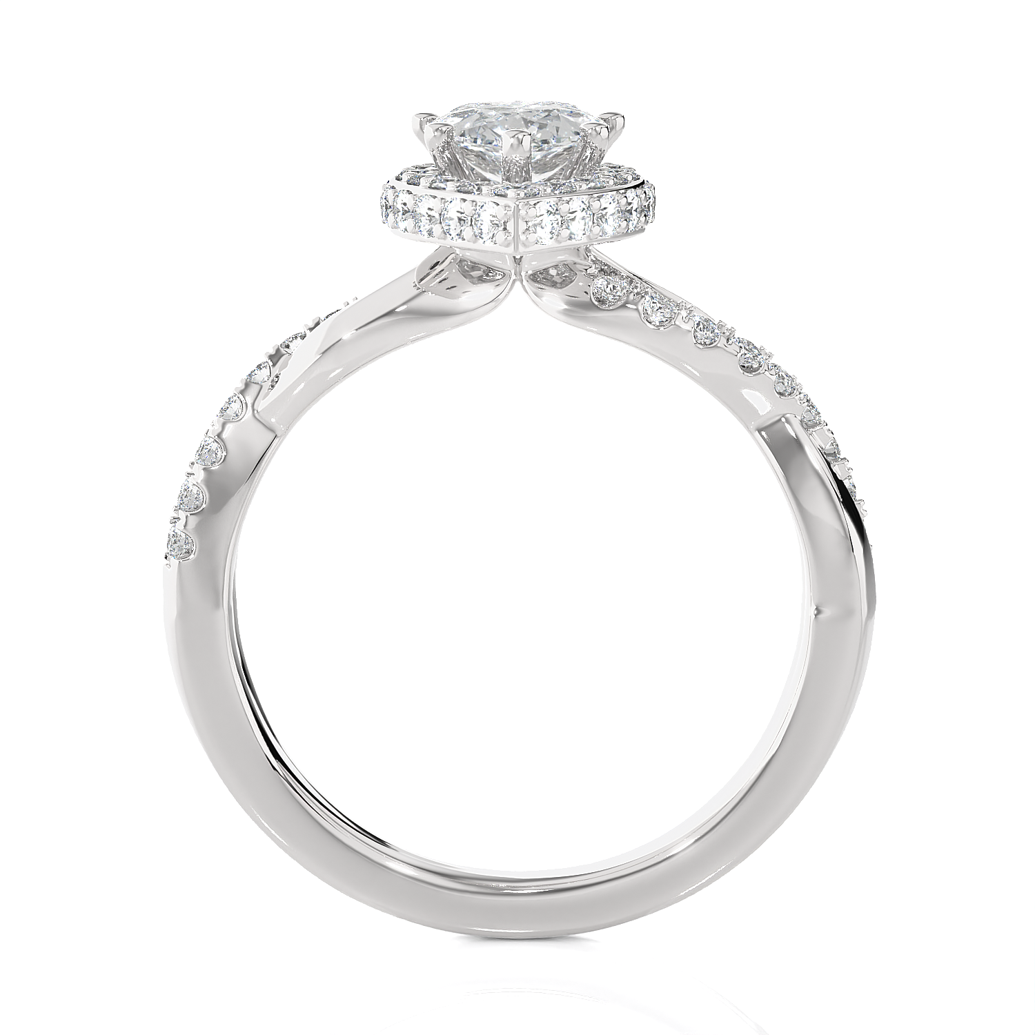 1 1/2 ctw Pear-Shaped Lab Grown Diamond Halo Engagement Ring