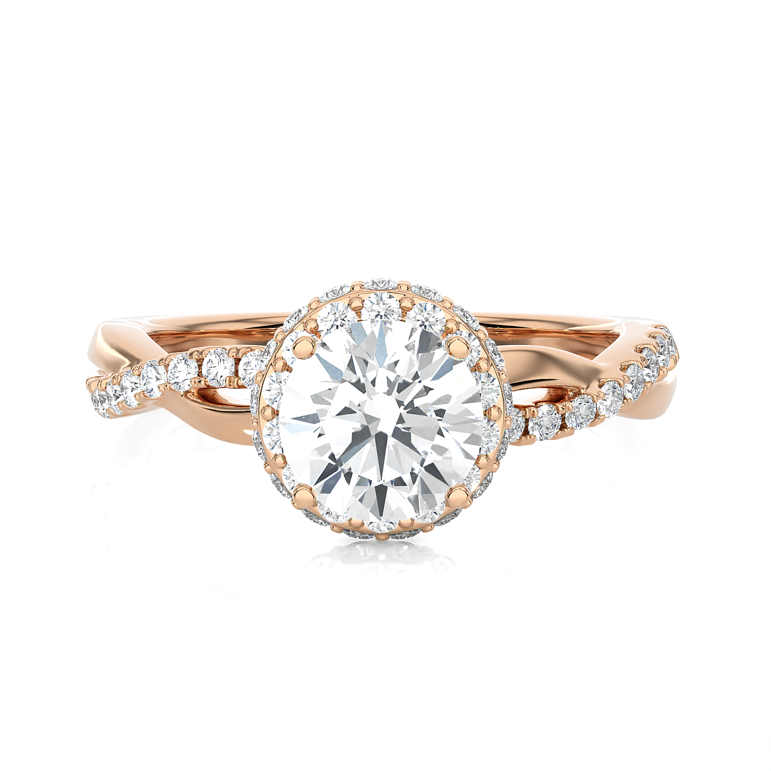 1 1/2 ctw Round Lab Grown Diamond Halo Engagement Ring