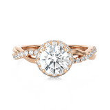 1 1/2 ctw Round Lab Grown Diamond Halo Engagement Ring